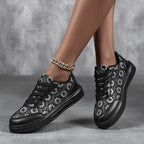 Damen Modische Sneakers mit floralen Akzenten und rutschfester Sohle