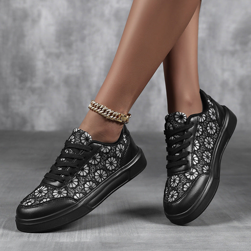 Damen Modische Sneakers mit floralen Akzenten und rutschfester Sohle