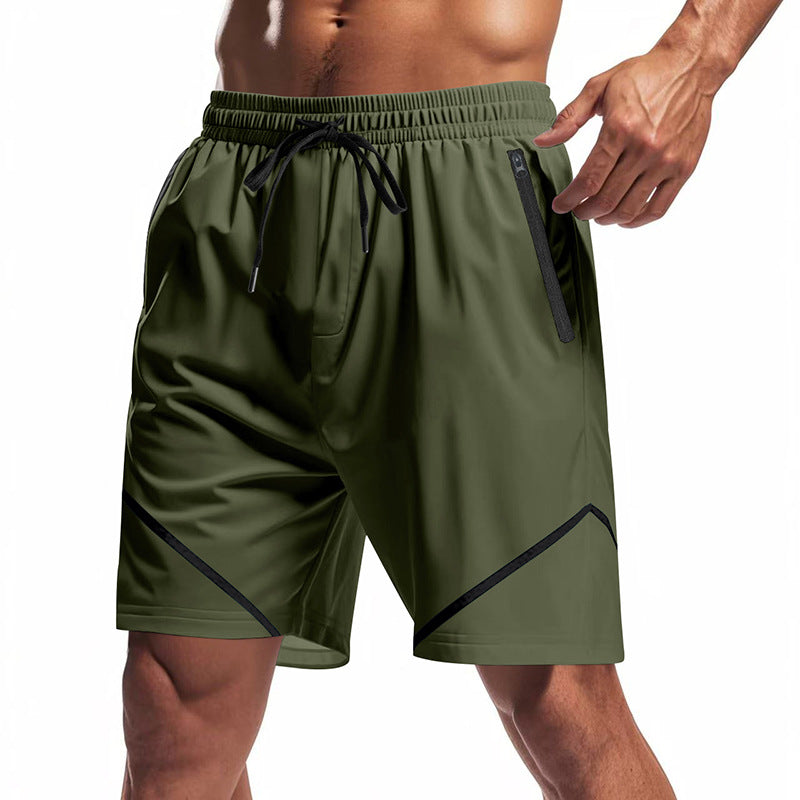 Herren nan atmungsaktive Trainingsshorts mit Reißverschlusstaschen und elastischem Tunnelzugbund R&B