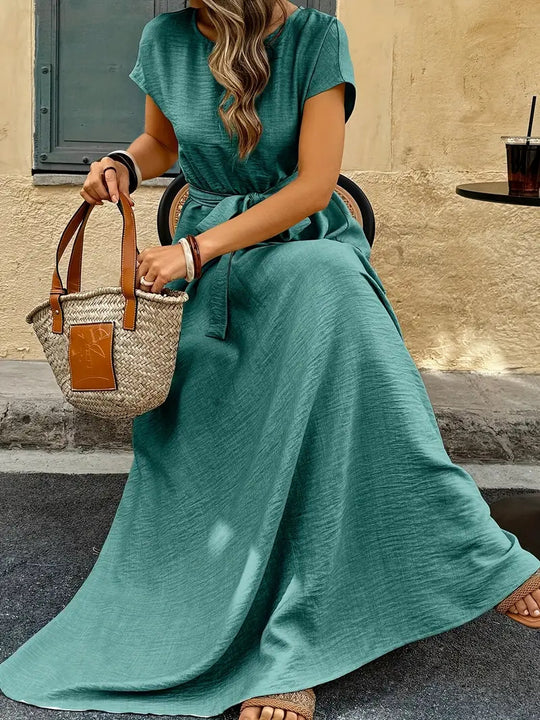 Damen Maxikleid mit Taillengürtel und lässigem Schnitt R&B