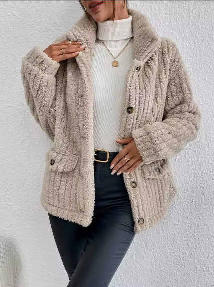 Damen Kuschelige Fleecejacke mit aufgesetzten Taschen R&B