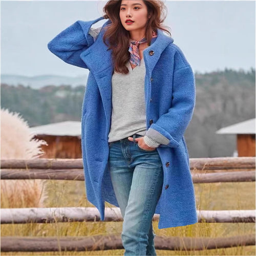 Damen Oversized Wollmantel R&B