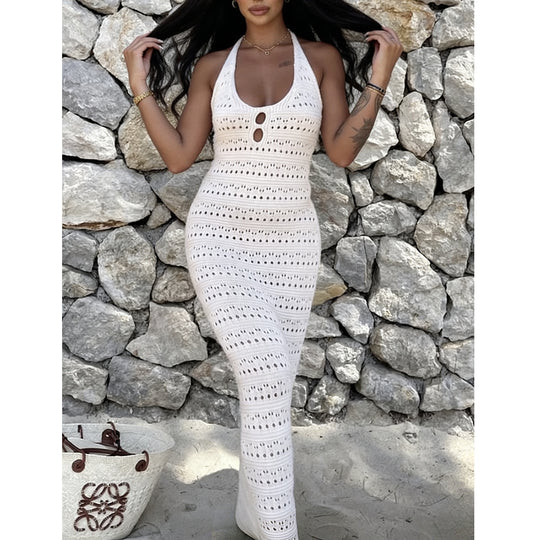 Damen Maxikleid mit einzigartigem Häkeldesign R&B
