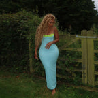Damen Maxikleid mit Spitzenbesatz und zarten Spaghettiträgern R&B