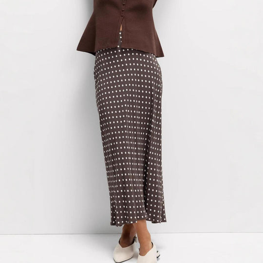 Damen Fließender Maxirock mit Polka-Dots R&B