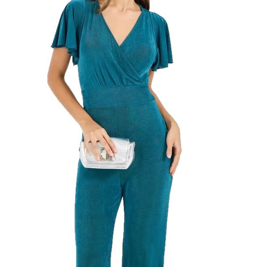 Damen eleganter Jumpsuit mit fließendem Schnitt und detailreichen Puffärmeln R&B