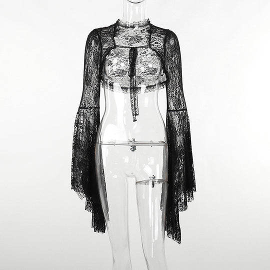 Damen figurbetonte Bluse mit Rüschendetails und Schnürung R&B