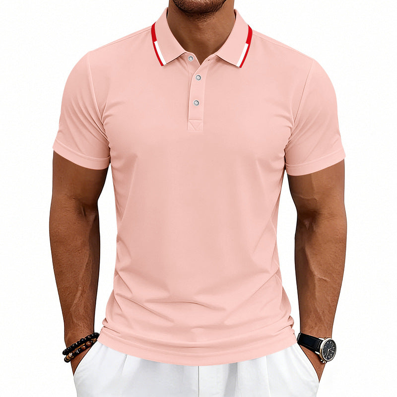 Herren nan tailliertes Kurzarm-Poloshirt mit Kontrastkragen aus atmungsaktivem Piqué R&B