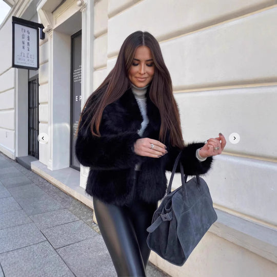 Damen Kuschelige Felljacke R&B