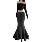 Damen Maxirock mit eleganter Rippenstruktur und modischem Glockenlauf R&B