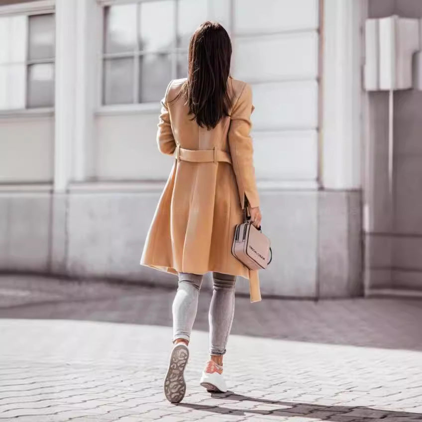 Damen Eleganter Woll-Trenchcoat R&B