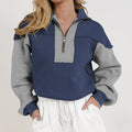 Damen Sportlicher Pullover mit hohem Kragen und Zierriegel