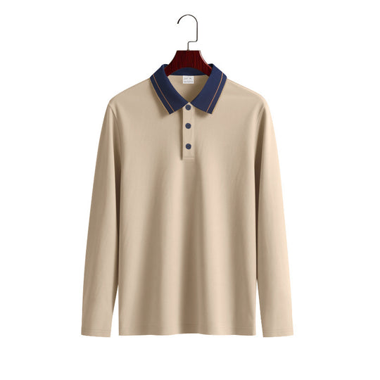Herren Langarm-Poloshirt aus weichem Baumwollmix mit strukturiertem Kragen R&B