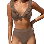 Damen Raffiniertes Triangel-Bikini-Set mit Rüschendetails R&B