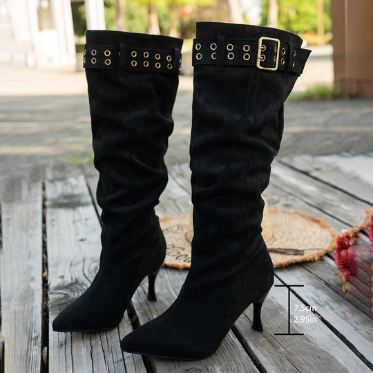 Damen Overknee Stiefel mit modischem Falten-Design und hochwertigem Material R&B
