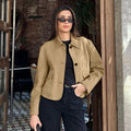 Damen Modische Wildlederjacke im lässigen Schnitt mit praktischen Taschen R&B