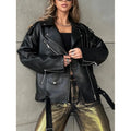 Damen Kunstleder Bikerjacke mit Nieten