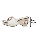 Damen Wedge-Pantoletten mit modischer Schnallenapplikation und rutschfester Sohle R&B