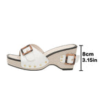 Damen Wedge-Pantoletten mit modischer Schnallenapplikation und rutschfester Sohle R&B