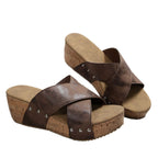 Damen Wedge-Sandalen mit komfortabler Fußbett und elegante Riemen R&B