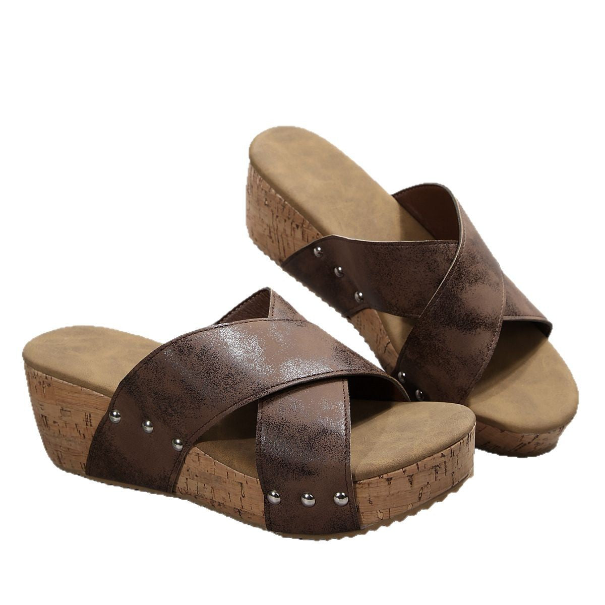 Damen Wedge-Sandalen mit komfortabler Fußbett und elegante Riemen R&B