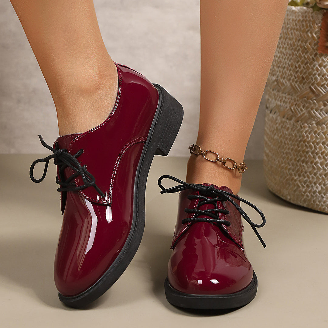 Damen klassische Schnürschuhe mit glänzender Oberfläche R&B