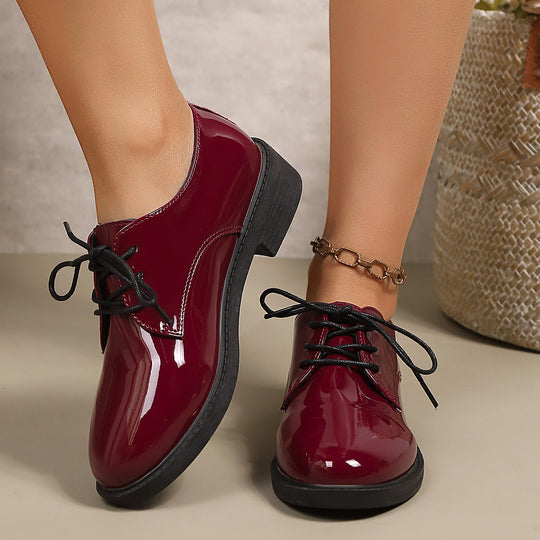 Damen klassische Schnürschuhe mit glänzender Oberfläche R&B