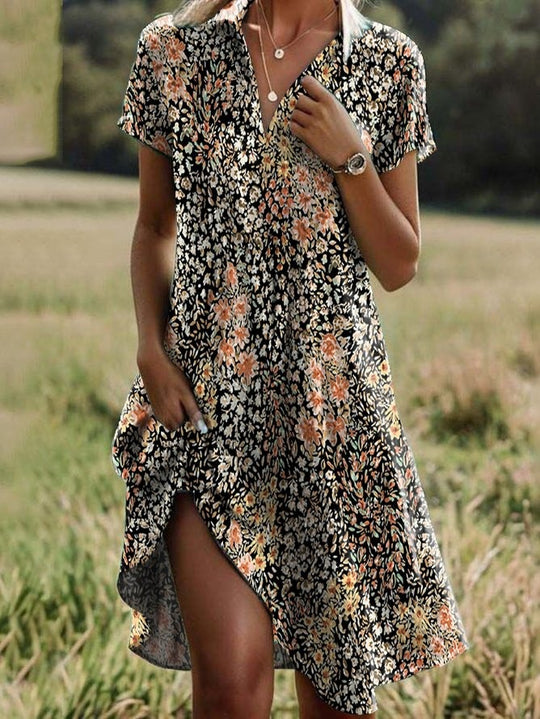 Damen Freizeitkleid mit floralem Design und asymmetrischem Schnitt R&B