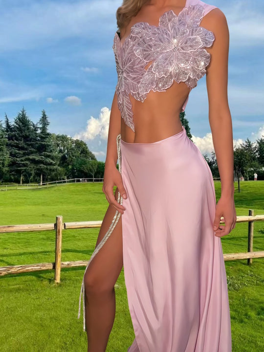 Damen Elegantes Hochzeitskleid mit floraler Applikation und schwingendem Rock R&B