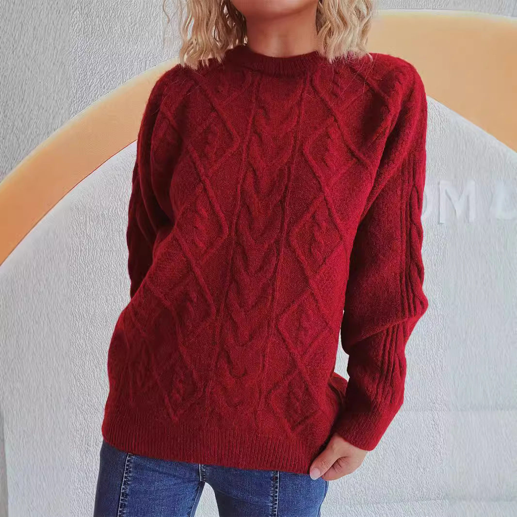 Damen Grobstrickpullover mit elegantem Zopfdesign und lässigem Schnitt R&B
