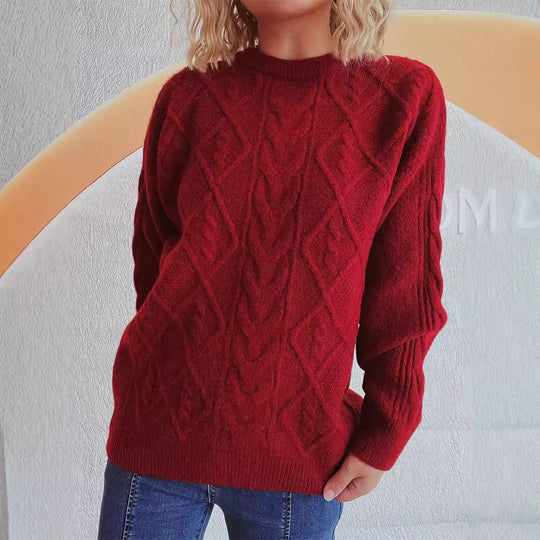 Damen Grobstrickpullover mit elegantem Zopfdesign und lässigem Schnitt R&B