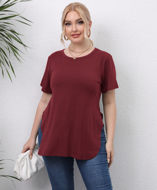 Damen lässiges T-Shirt mit seitlichen Eingrifftaschen R&B