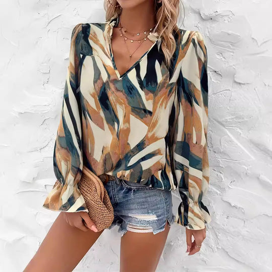 Damen Bluse mit modischem Farbmuster R&B