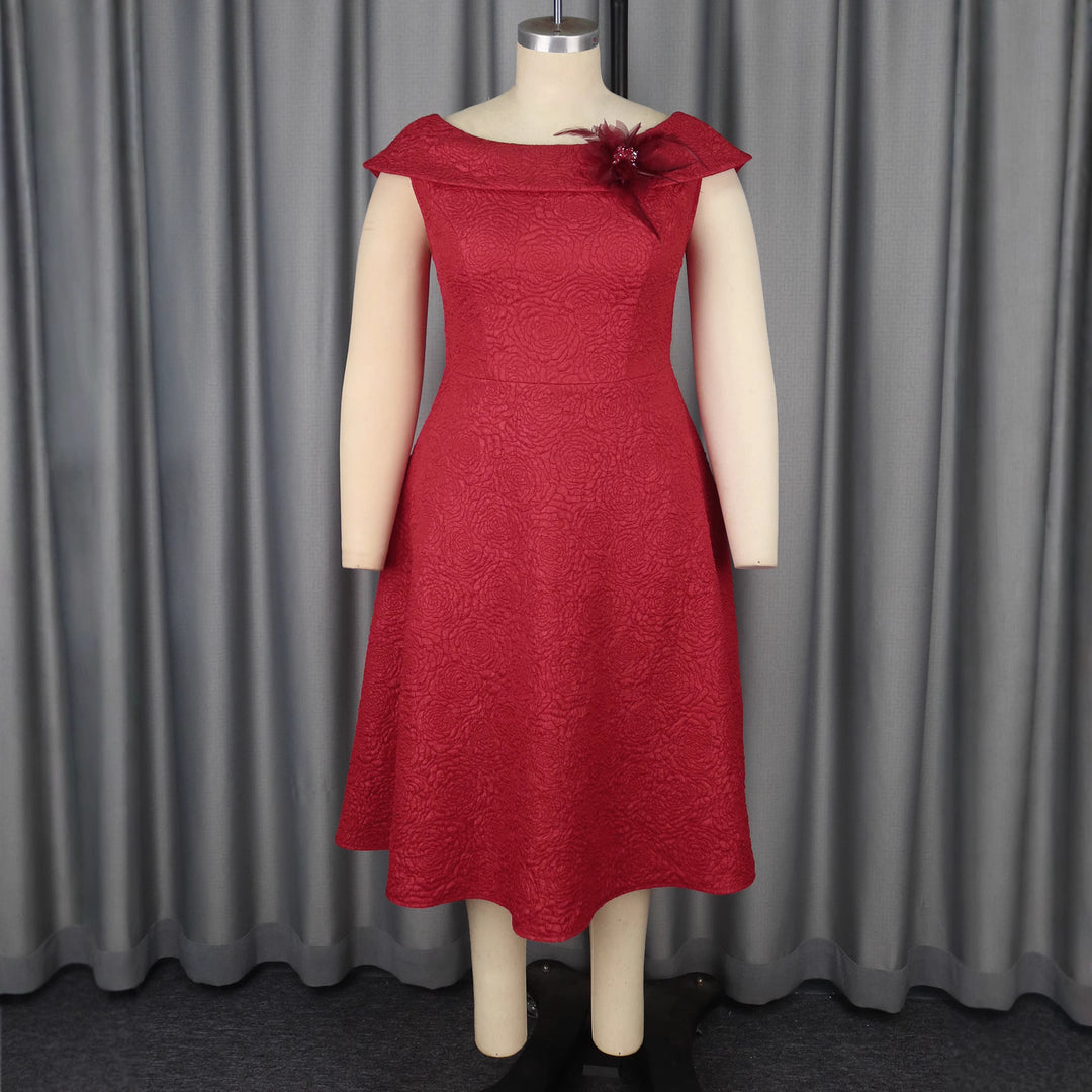 Damen A-Linien Abendkleid mit dekorativem Off-Shoulder-Ausschnitt R&B