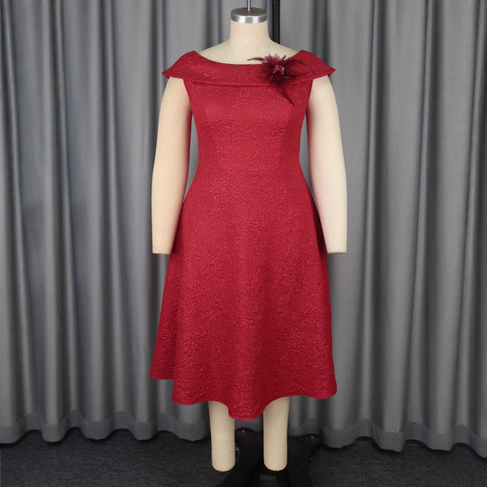 Damen A-Linien Abendkleid mit dekorativem Off-Shoulder-Ausschnitt R&B