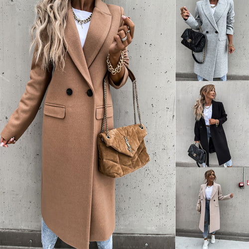 Damen eleganter Wollmantel im Oversized-Stil R&B