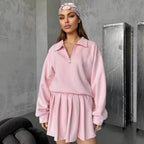Damen sportlicher Pullover mit Kordelzug und Reißverschluss