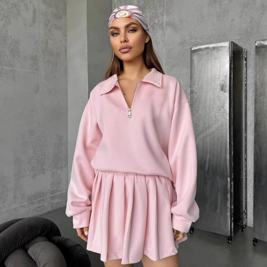 Damen sportlicher Pullover mit Kordelzug und Reißverschluss R&B