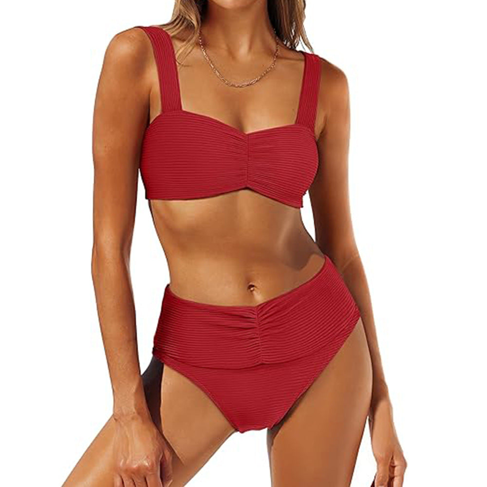 Damen Hochgeschnittener Bikini mit Raffung R&B