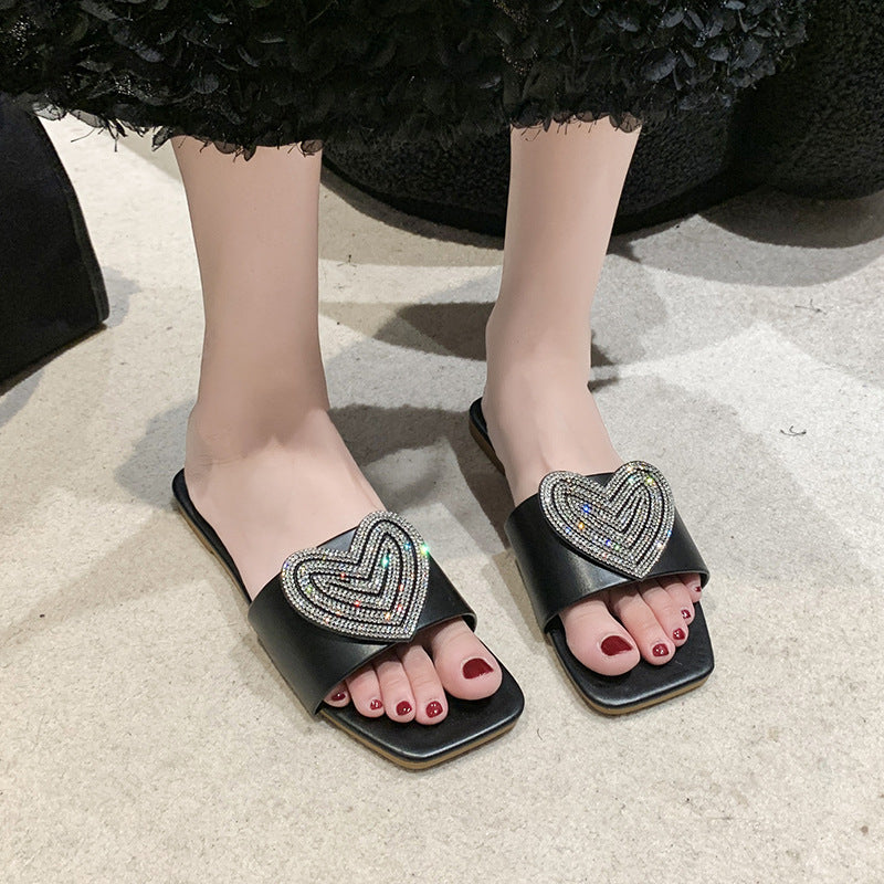 Damen Glamouröse Slipper mit Herz-Applikation R&B