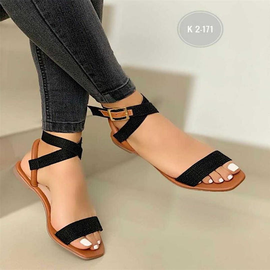 Damen Riemensandalen mit verstellbarem Kreuzriemen und funkelnden Akzenten R&B