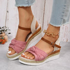 Damen Wedge-Sandalen mit raffiniertem Knoten-Detail und komfortablem Fußbett R&B