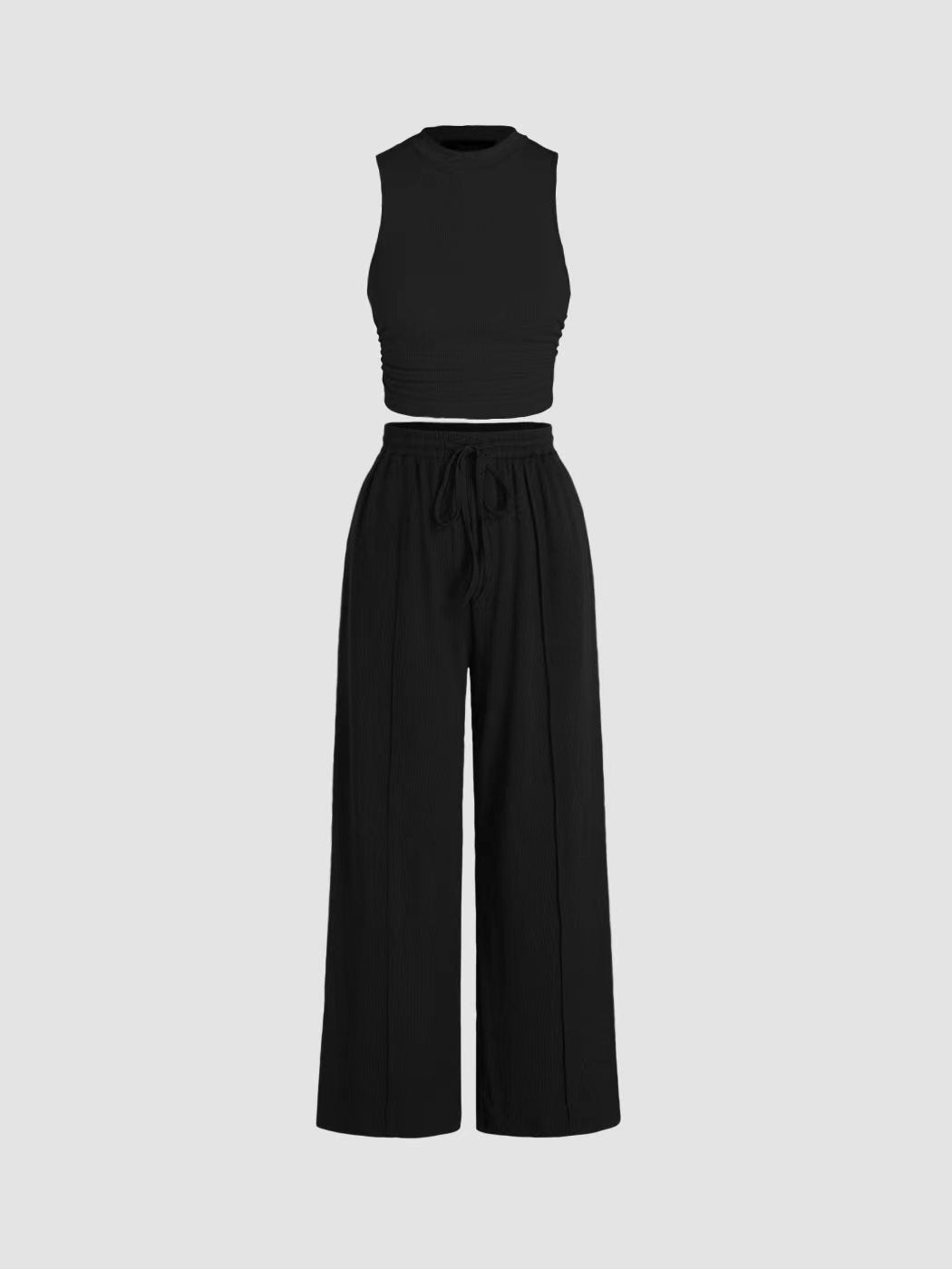 Damen lässiges Oberteil und weit geschnittene Hose Set R&B