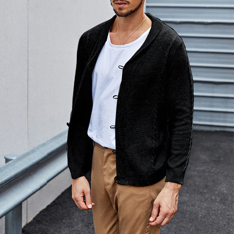 Herren lässiger Strickcardigan mit raffinierter Struktur und offenem Schnitt R&B