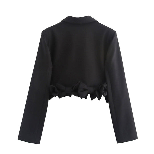 Damen cropped Blazerjacke mit Rüschendetails und schickem Schnitt R&B