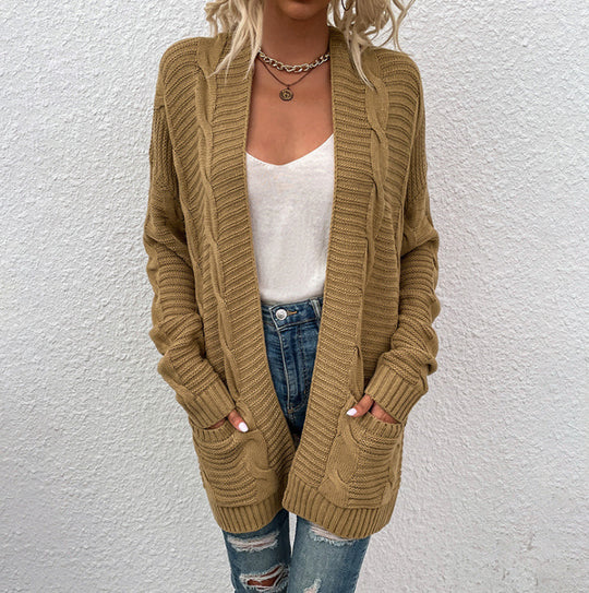 Damen Grober Strickcardigan mit offenem Schnitt und praktischen Taschen R&B