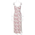 Damen BlumengR&Bürtetes Midi-Kleid mit elegantem Schlitz R&B