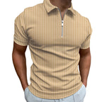 Herren Kurzarm Polo-Hemd mit Reißverschluss und strukturiertem Design R&B