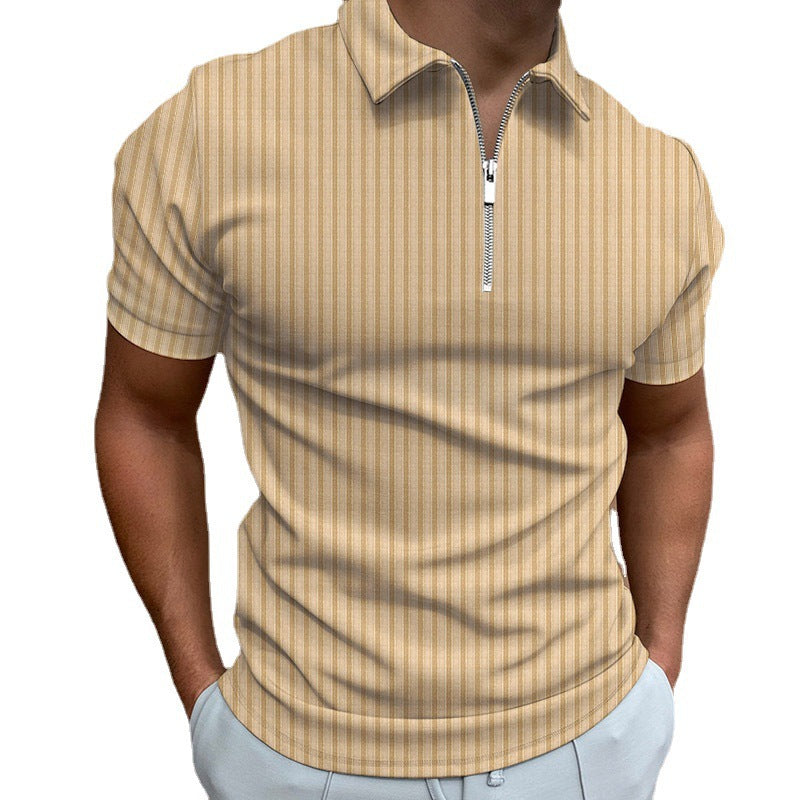 Herren Kurzarm Polo-Hemd mit Reißverschluss und strukturiertem Design R&B