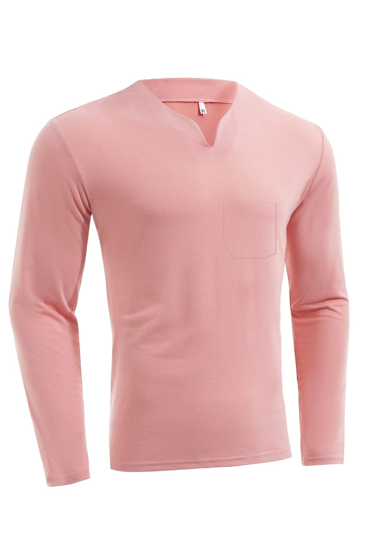 Herren nan Langarmshirt mit V-Ausschnitt Slim Fit Baumwollmix und elastischem Komfortbund R&B